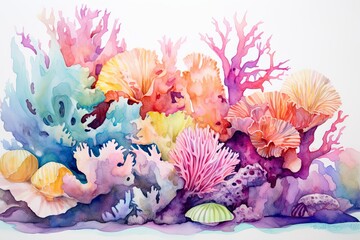 Underwater Reef Coral Gradients: Serene Watercolor Symphony