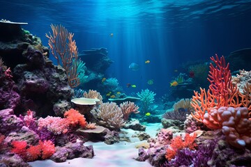 Fototapeta na wymiar Coral Gradients: Vibrant Underwater Reef & Seashore Colors