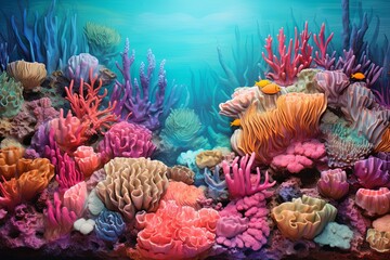 Fototapeta na wymiar Vibrant Seashore Coral Gradients: Underwater Reef Colors Showcase