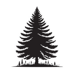 Obraz premium pine tree silhouettes vector - black pine tree 