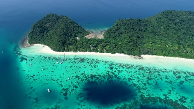 Aerial view of Koh Rok island in Krabi, Thailand