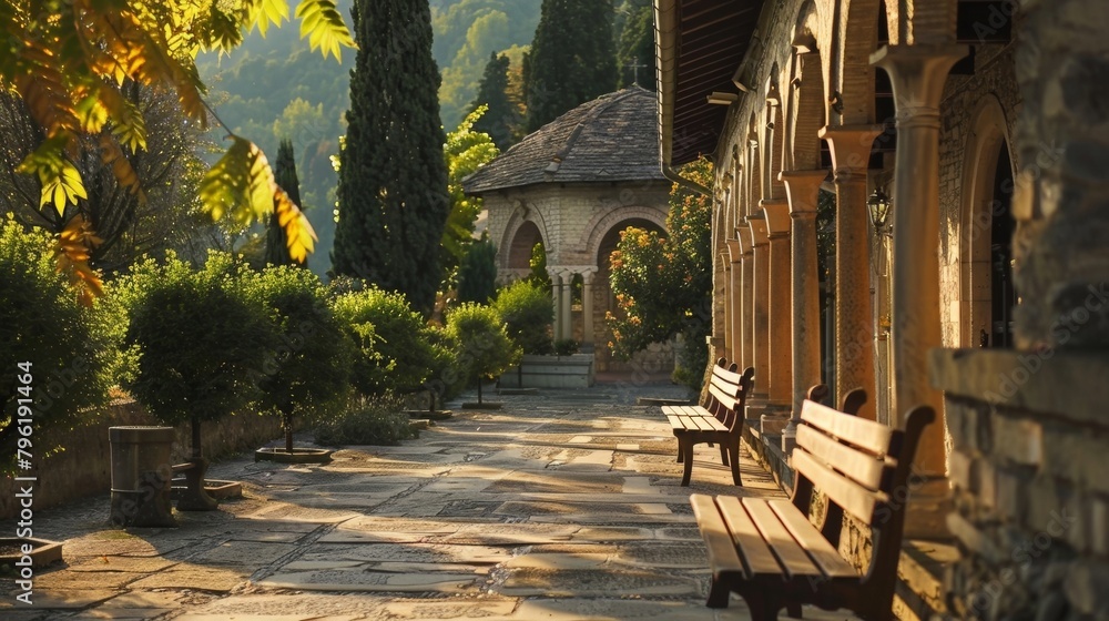 Poster a tranquil escape where one can find solitude and reflection in the serene surroundings of a seclude