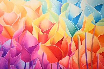 Brilliant Tulip Canvas: Vibrant Tulip Field Gradients