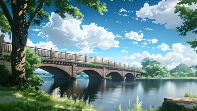 video view of the bridge to cross the river
