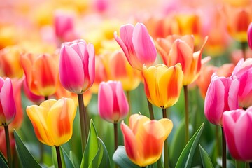 Vibrant Tulip Field Gradients: Springtime Tulip Delight Burst