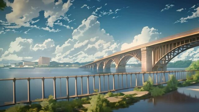 video view of the bridge to cross the river