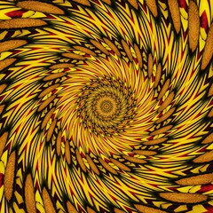 bright yellow and red flashes floral fantasy twisting rotating spiral design