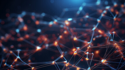Fototapeta premium abstract technology background, cyber cells and neural connection, artificial intelligence 