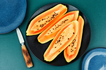 Fresh ripe papaya fruits