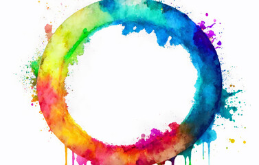 Circle Abstract Paint Brush: Vibrant Art on White Background