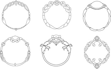 Hand drawn ornament divider collection circle