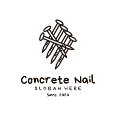 Concrete Nail Retro Vintage Line Art Logo Design