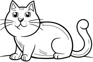basic cartoon clip art of a Cat, bold lines, no gray scale, simple coloring page for toddlers