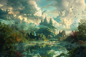 Fototapeta na wymiar The magic of a fantasy landscape is a reminder that anything is possible 