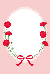 vector background with red carnations and a lace frame for Mother’s Day banners, cards, flyers, social media wallpapers, etc.