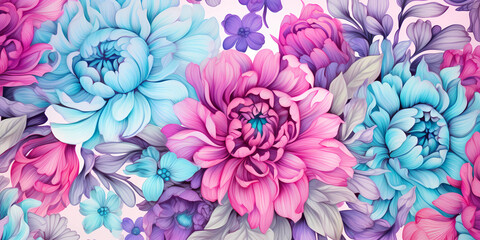 A stunning pink, purple and turquoise floral