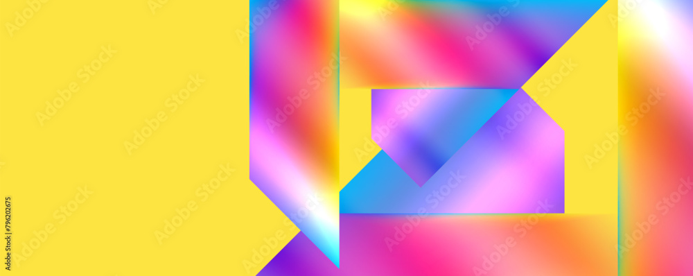 Poster a colorful abstract background with a yellow background and a rainbow of colors . High quality