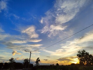 sunset in the village