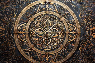 Obraz premium The spiritual intensity of a moment of worship captured in the intricate details of an ornamental Arabic design