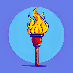 Drawing of torch on stick with blue sky in the background.