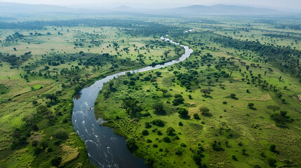 Aerial view of the Albertine Rift in Uganda