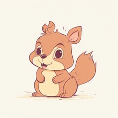 Obraz na płótnie Canvas A cute cartoon squirrel with big eyes and a bushy tail.