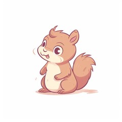 A cute squirrel with big eyes and a fluffy tail, looking happy and excited.