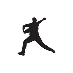 Fototapeta na wymiar silhouette of baseball player vector black and white background. 