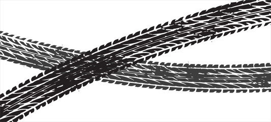 Tyre. Car Tire tracks isolated on white background, seamless vector texture.