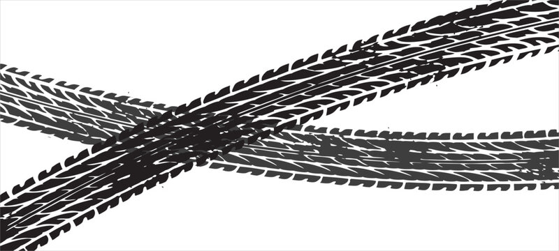 Tyre. Car Tire tracks isolated on white background, seamless vector texture.