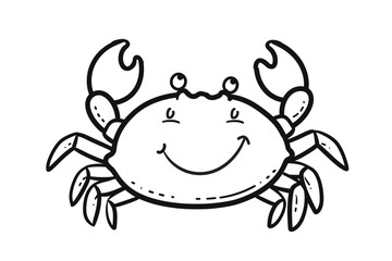 basic cartoon clip art of a Crab, bold lines, no gray scale, simple coloring page for toddlers