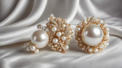 pearl necklace on silk