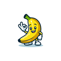 Simple Banana Cartoon Mascot Design Vector on White Background