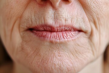 Obraz premium Before and after photos of womans mouth with wrinkle improvement. Concept Before and After, Cosmetic Treatments, Wrinkle Reduction, Beauty Enhancements, Transformation