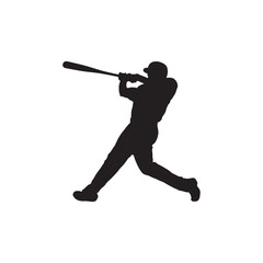 silhouette of baseball player vector black and white background. 