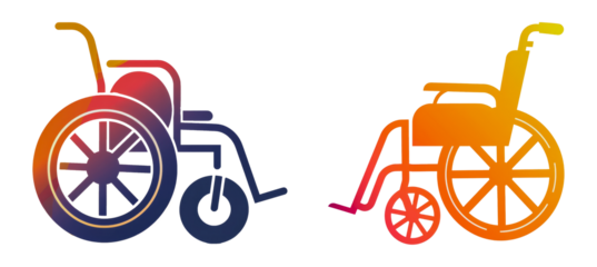 Colorful wheelchair icons set cut out png on transparent background