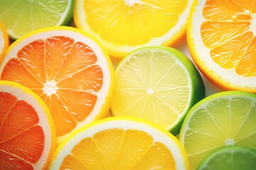 Fototapeta na wymiar Fresh Citrus Blur: Vibrant Fruit Gradients Webpage Header