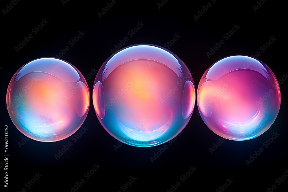 Poster iridescent soap bubble gradients: gleaming colorful light reflections