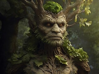 Helloween tree man fire eyes