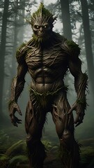 Helloween tree man fire eyes