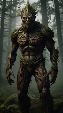 Helloween tree man fire eyes