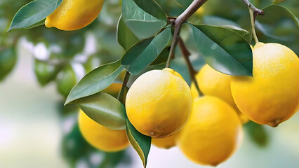 Obraz premium Fresh lemons on tree