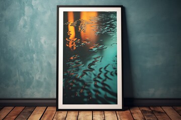 Monsoon Rain Puddle Gradients: Shimmering Water Reflections Poster.
