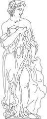 vector illustration design sketch of a vintage classic woman statue with carved details