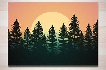 Nordic Pine Forest Gradients Art Print - Silhouette Pattern