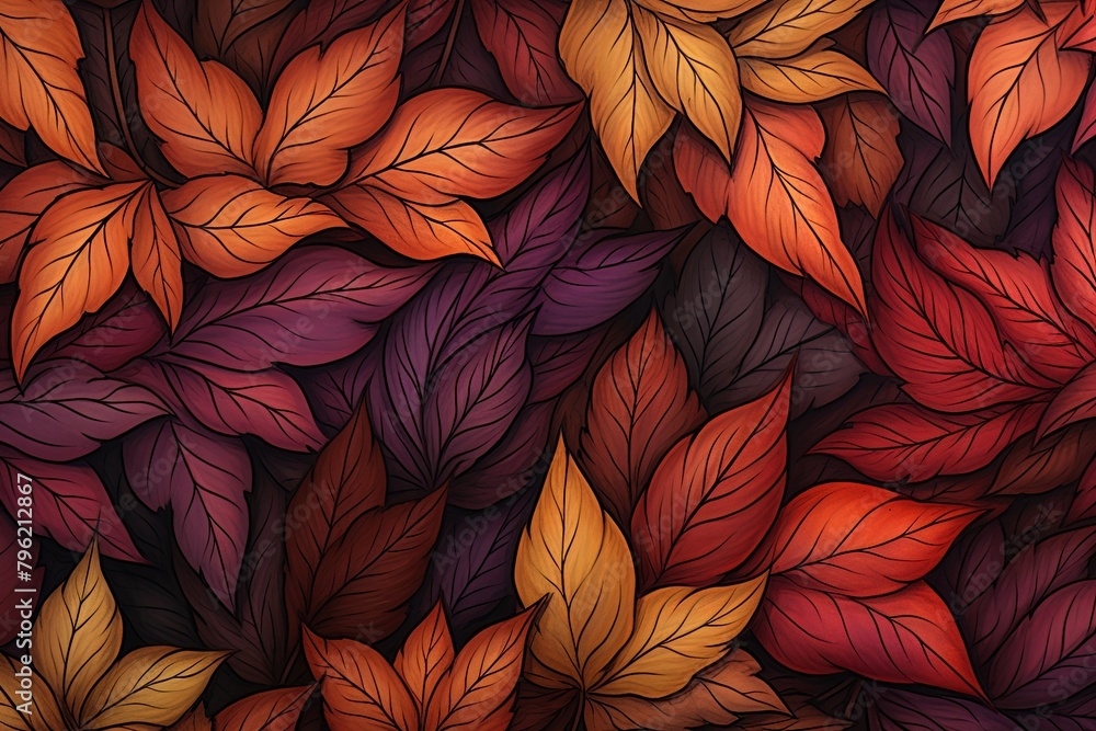 Poster Rustling Autumn Leaves Gradients Art Print - Rustic Leaf Pattern Delight