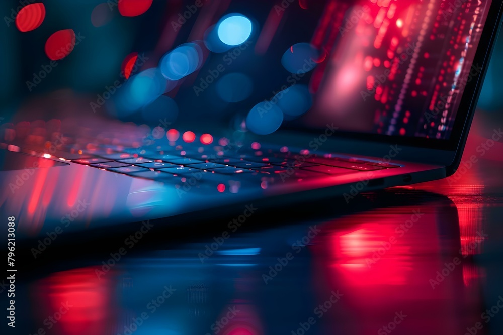 Poster protect digital information with laptop screen lock for cyber security and data protection. concept 