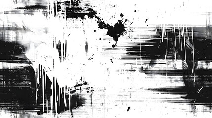 chaotic black splatter and streaks across a stark white background, offering a visually arresting abstract pattern suitable for edgy graphic designs and contemporary art projects.