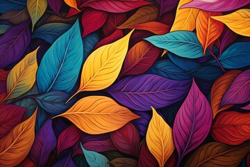 Autumn Leaves Gradients: Vibrant Rustling Leaf Pattern Artwork