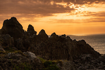 沖永良部島の夕景, 奇岩群, 田皆岬